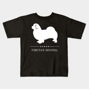 Tibetan Spaniel Dog White Silhouette Kids T-Shirt